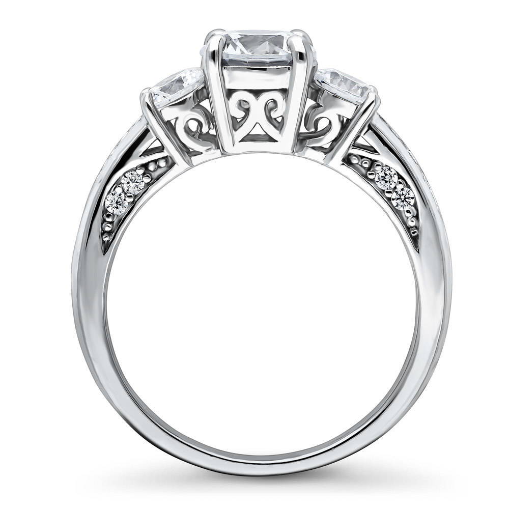 Alternate view of 3-Stone Round CZ Ring in Sterling Silver, 7 of 12