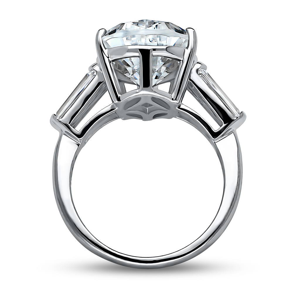 Alternate view of 3-Stone Pear CZ Statement Ring in Sterling Silver