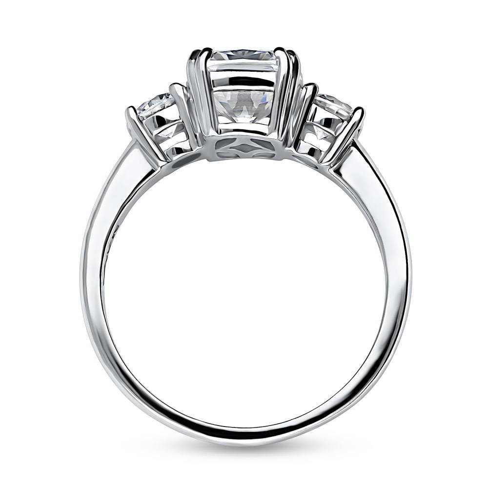 Alternate view of 3-Stone Cushion CZ Ring in Sterling Silver