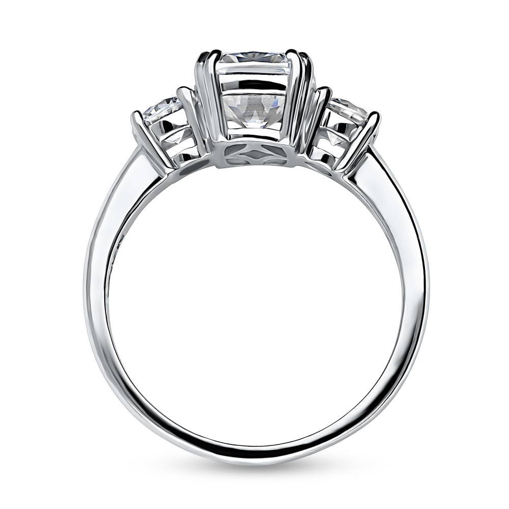 Alternate view of 3-Stone Cushion CZ Ring in Sterling Silver, 5 of 6