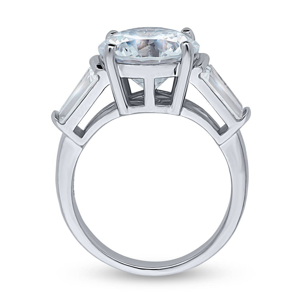 Alternate view of 3-Stone Round CZ Statement Ring in Sterling Silver
