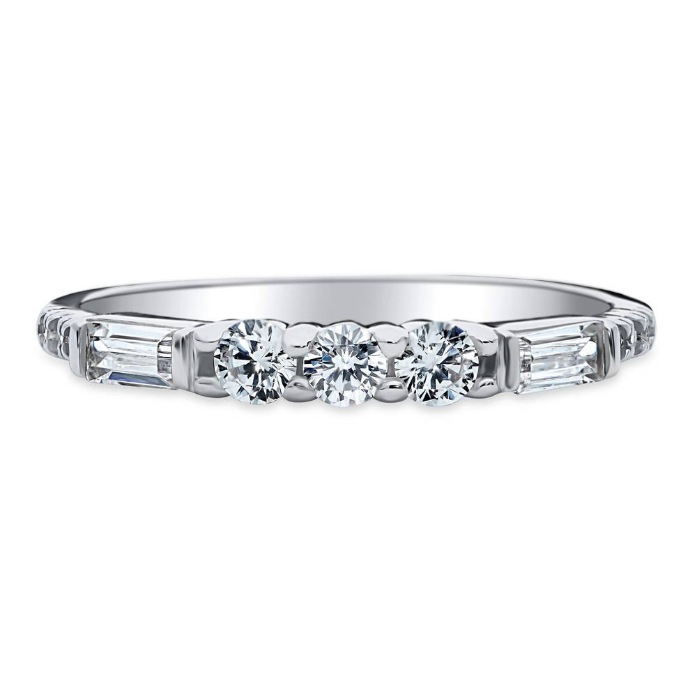 Art Deco Pave Set CZ Half Eternity Ring in Sterling Silver, 1 of 7