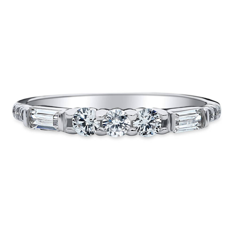 Art Deco Pave Set CZ Half Eternity Ring in Sterling Silver