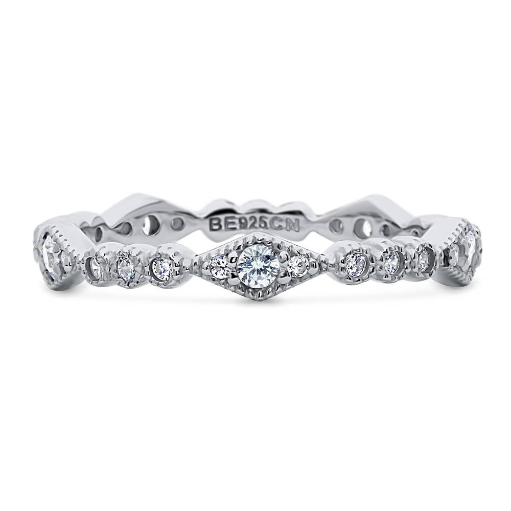 Art Deco Pave Set CZ Eternity Ring in Sterling Silver, 1 of 6