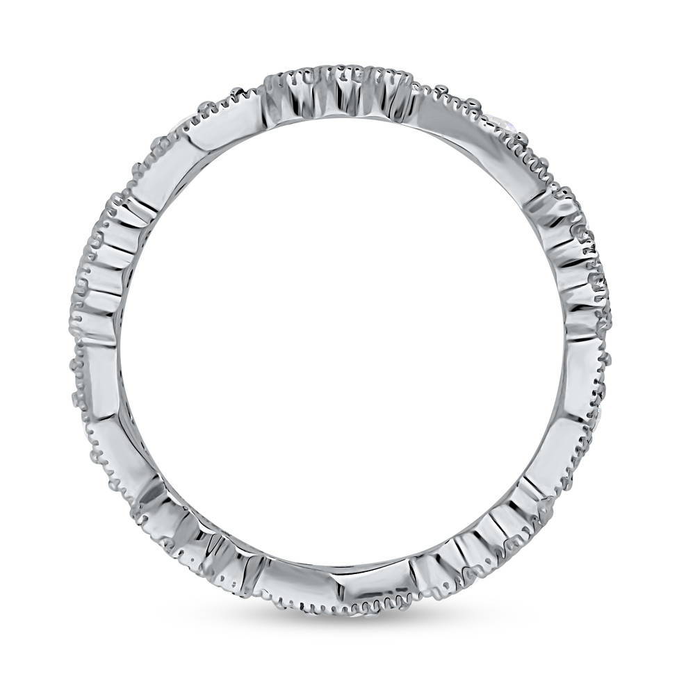 Angle view of Art Deco Pave Set CZ Eternity Ring in Sterling Silver