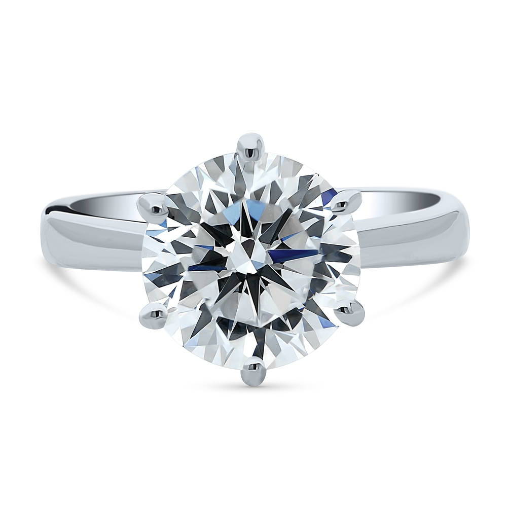 Solitaire 3.8ct Round CZ Statement Ring in Sterling Silver
