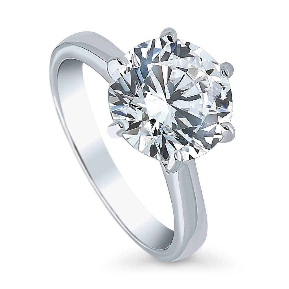 Solitaire 3.8ct Round CZ Statement Ring in Sterling Silver