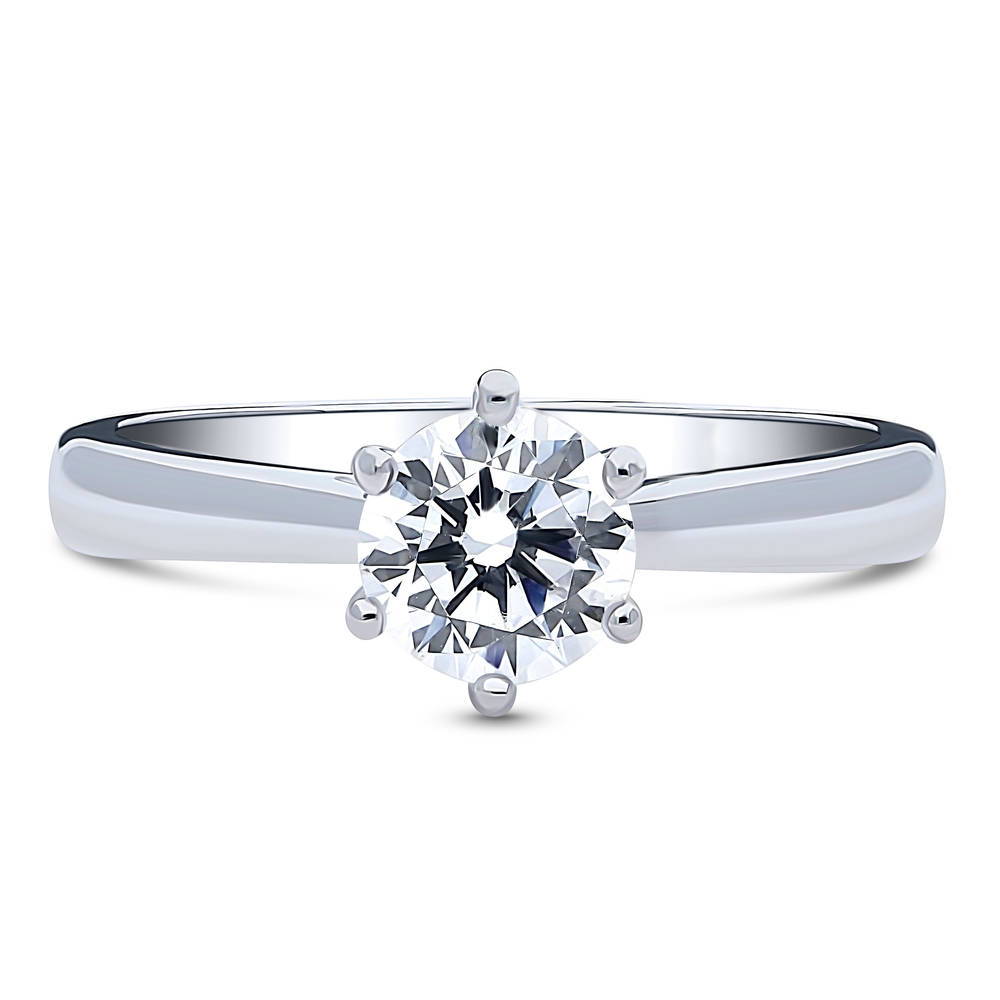 Solitaire 1ct Round CZ Ring in Sterling Silver