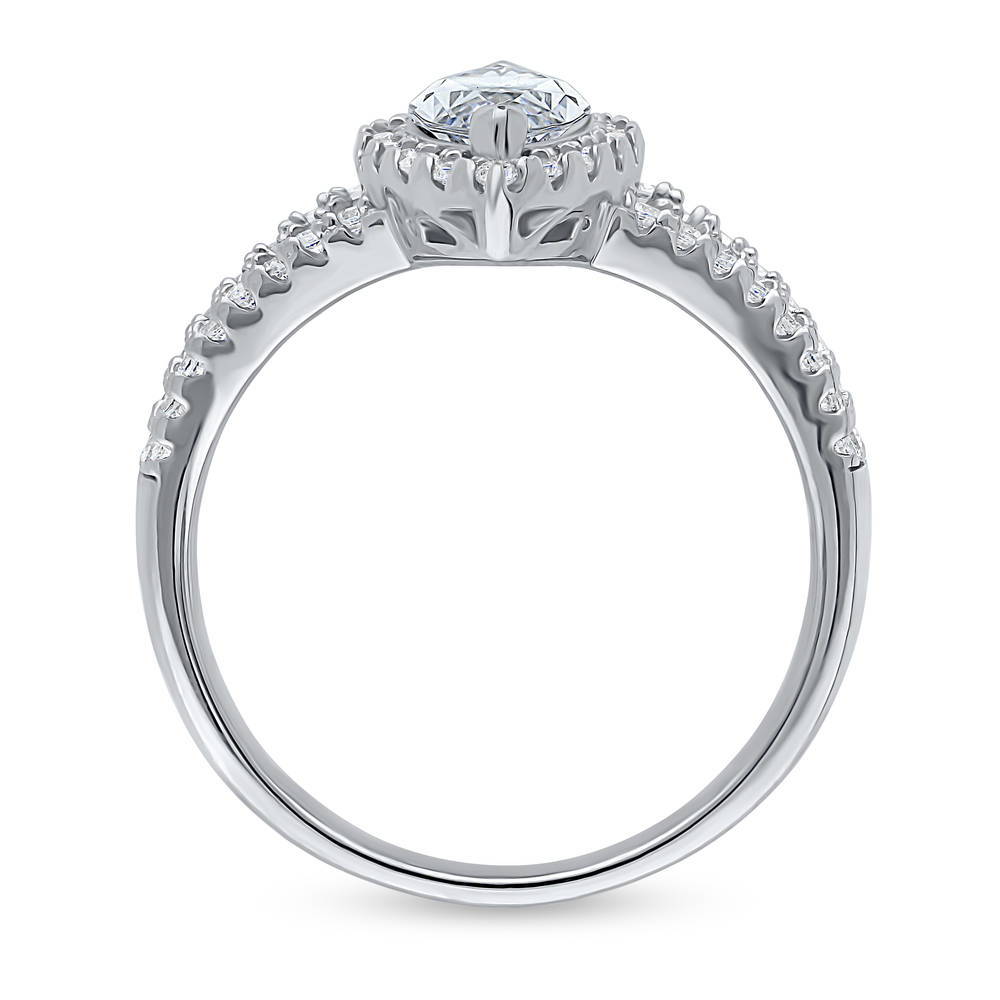 Alternate view of Halo Marquise CZ Split Shank Ring in Sterling Silver, 5 of 6