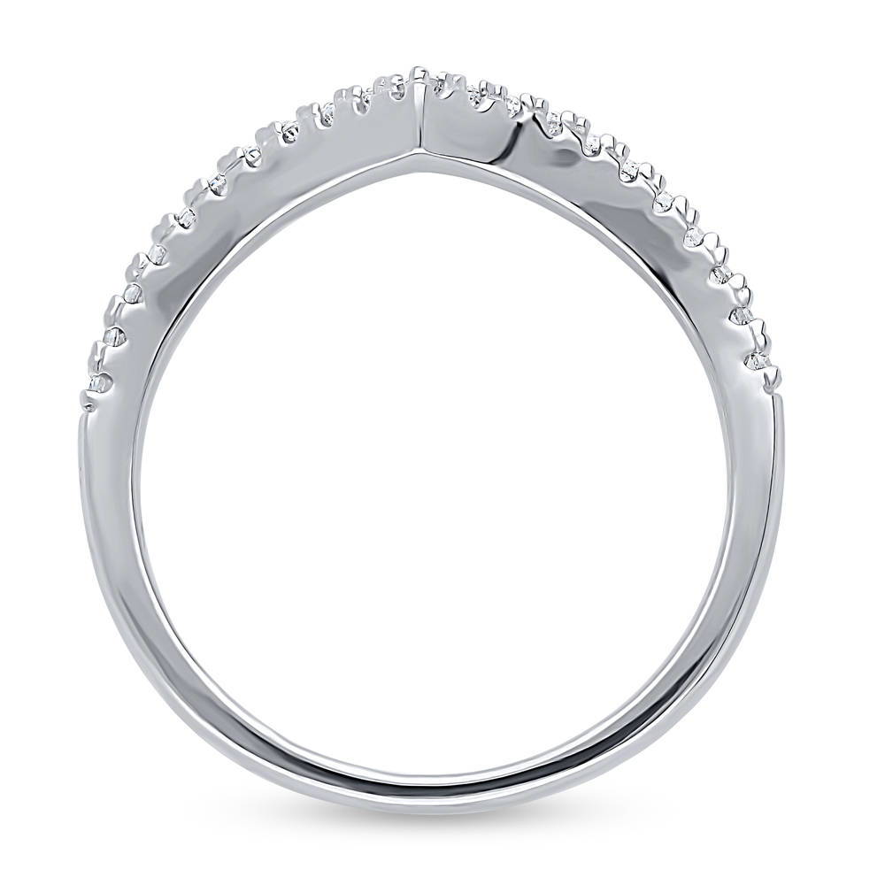 Wishbone CZ Curved Half Eternity Ring in Sterling Silver, 8 of 9