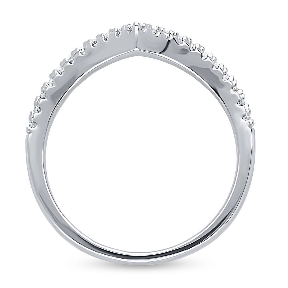 Alternate view of Wishbone CZ Curved Half Eternity Ring in Sterling Silver