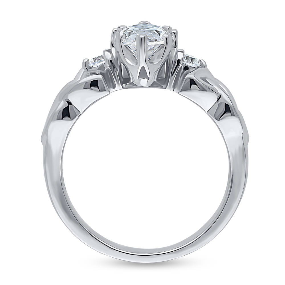 Alternate view of Celtic Knot 3-Stone CZ Ring in Sterling Silver