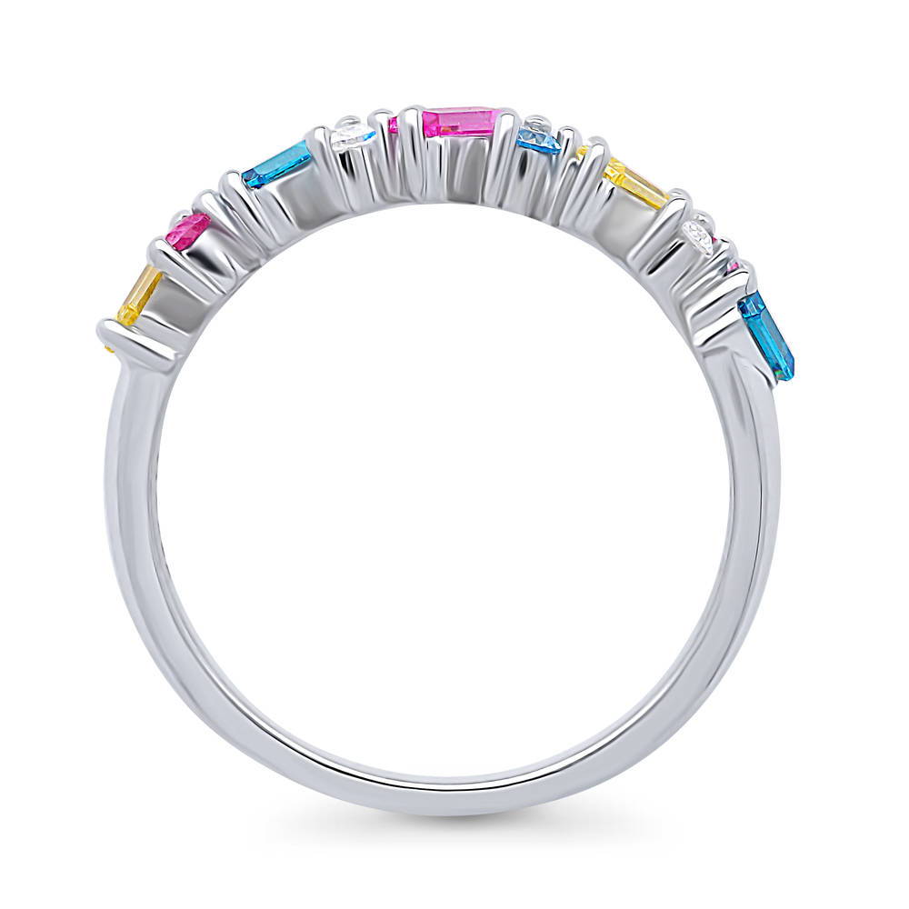Alternate view of Cluster Multi Color CZ Stackable Band in Sterling Silver