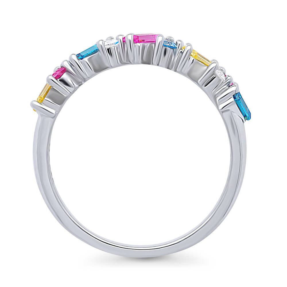 Cluster Multi Color CZ Stackable Band in Sterling Silver