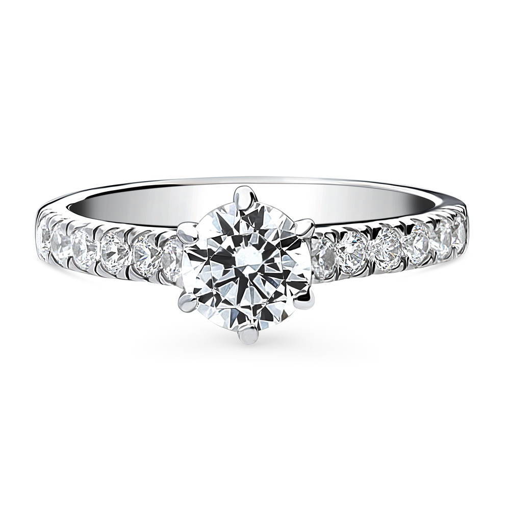 Solitaire 0.8ct Round CZ Ring in Sterling Silver, 1 of 9