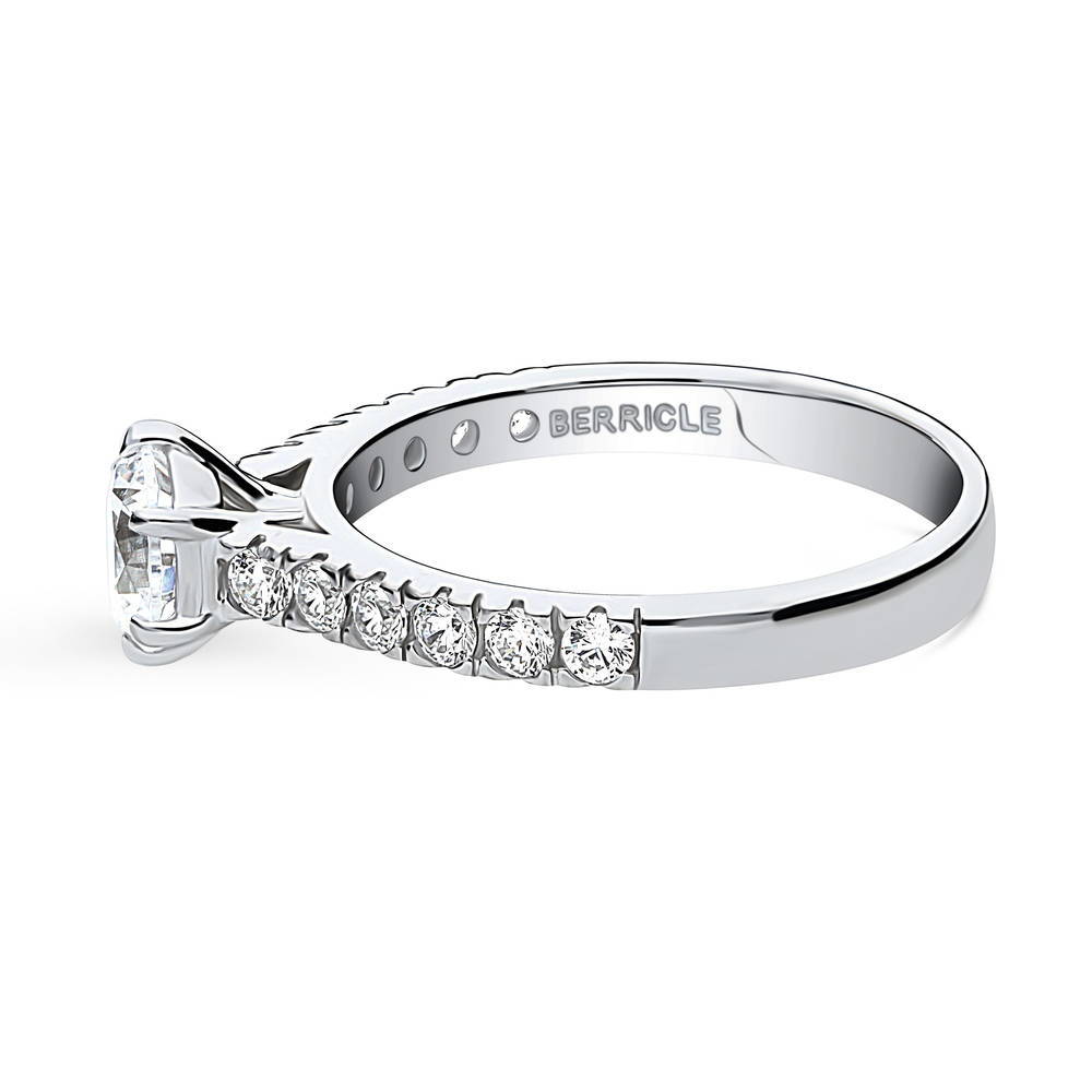 Angle view of Solitaire 0.8ct Round CZ Ring in Sterling Silver, 5 of 9