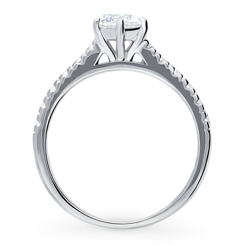 Alternate view of Solitaire 0.8ct Round CZ Ring in Sterling Silver, 8 of 9