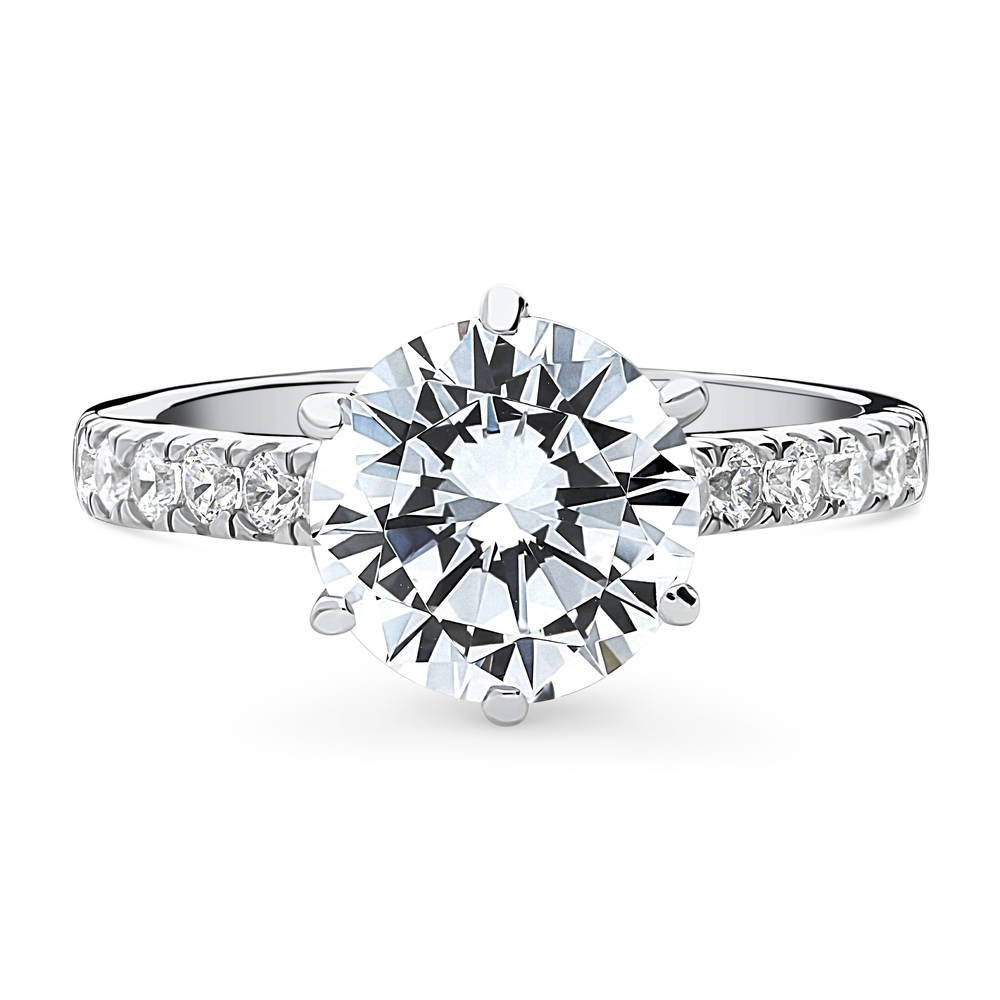 Solitaire 2.7ct Round CZ Ring in Sterling Silver, 1 of 9