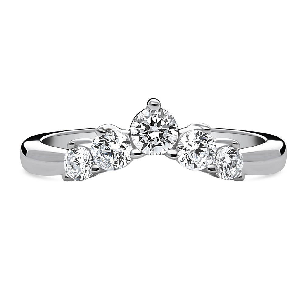 5-Stone Wishbone CZ Curved Band in Sterling Silver, 1 of 9