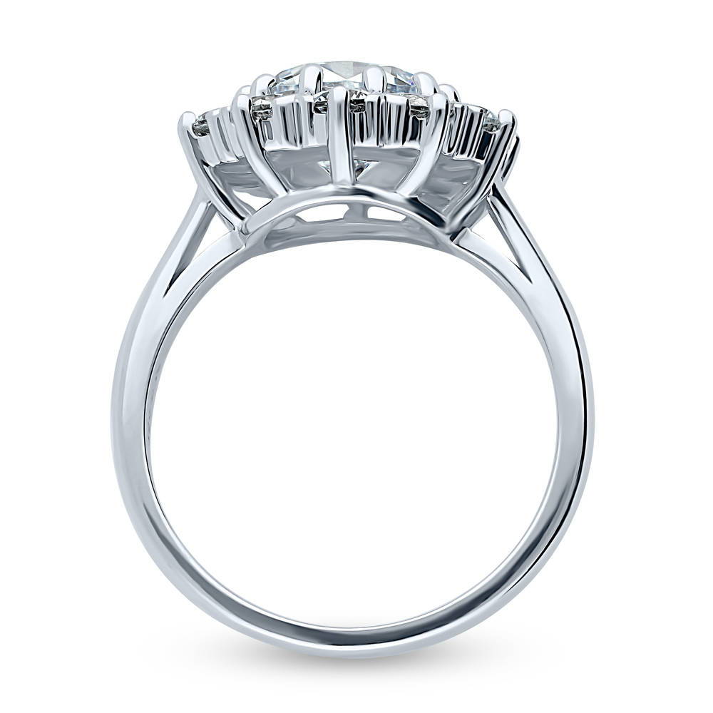 Alternate view of Flower Halo CZ Statement Ring in Sterling Silver