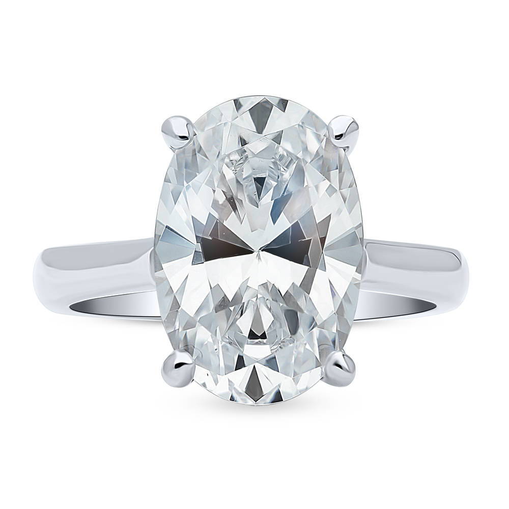 Solitaire 5.5ct Oval CZ Statement Ring in Sterling Silver, 1 of 8