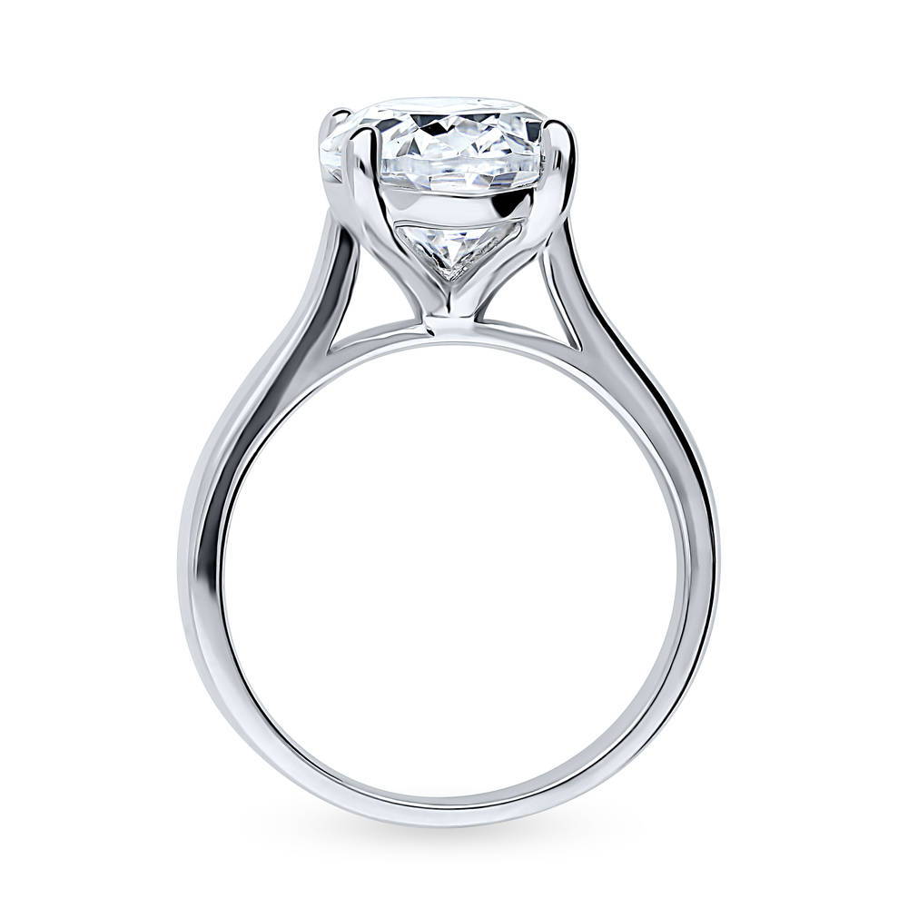 Solitaire 5.5ct Oval CZ Statement Ring in Sterling Silver