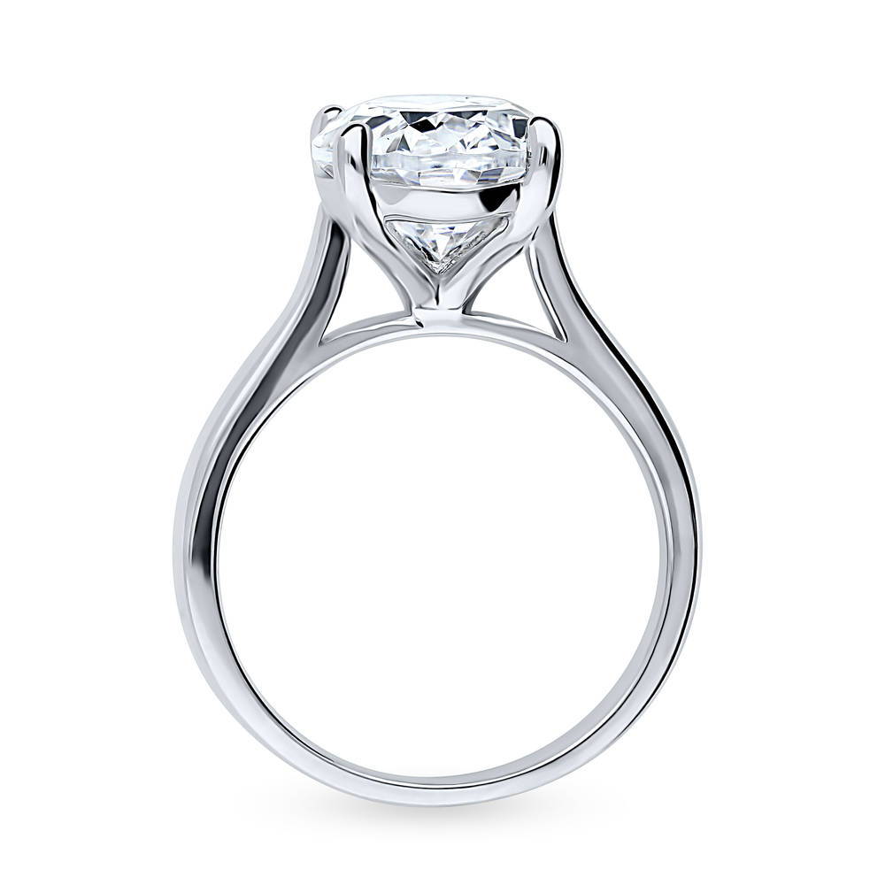 Alternate view of Solitaire 5.5ct Oval CZ Statement Ring in Sterling Silver, 7 of 8