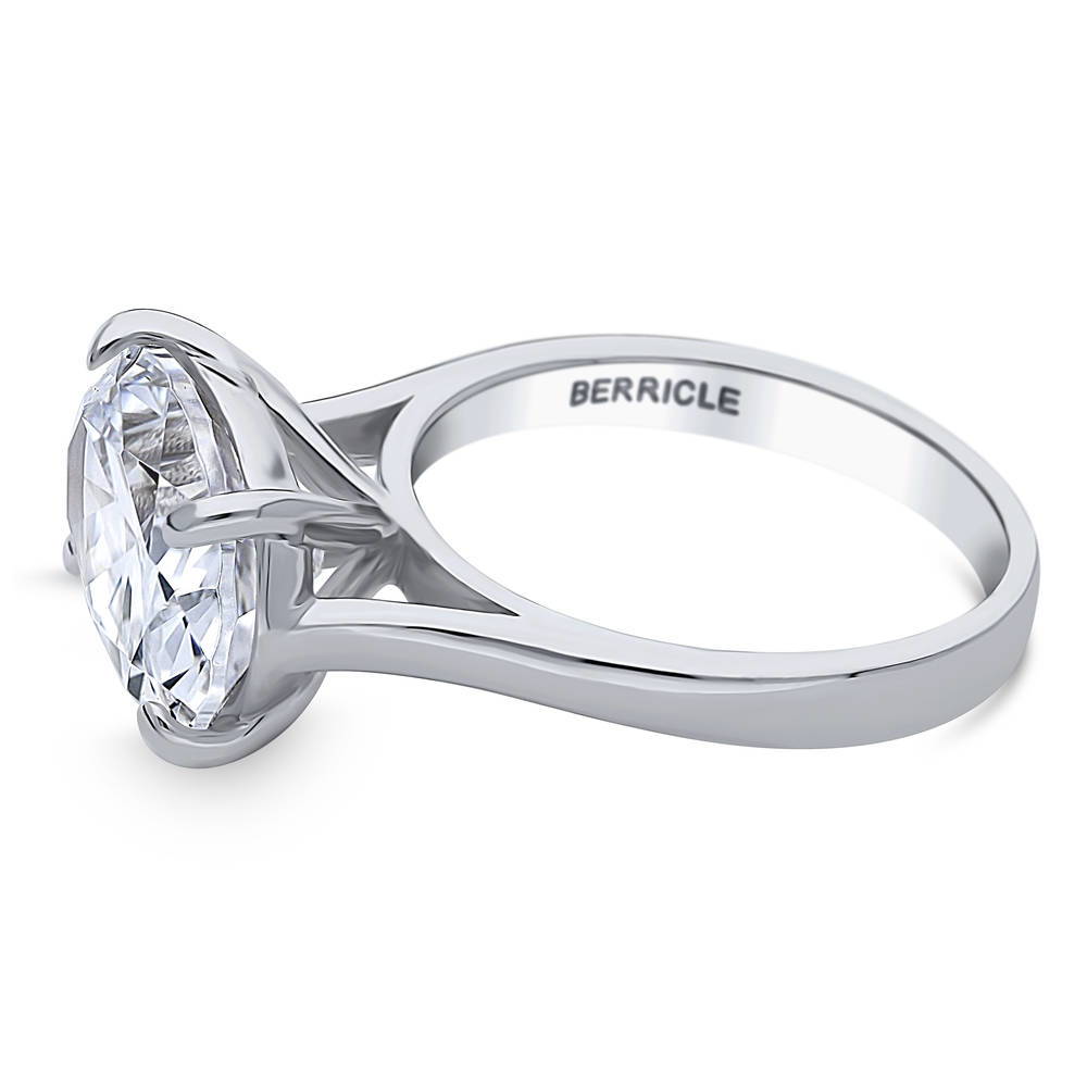 Solitaire East-West 5.5ct Oval CZ Ring in Sterling Silver