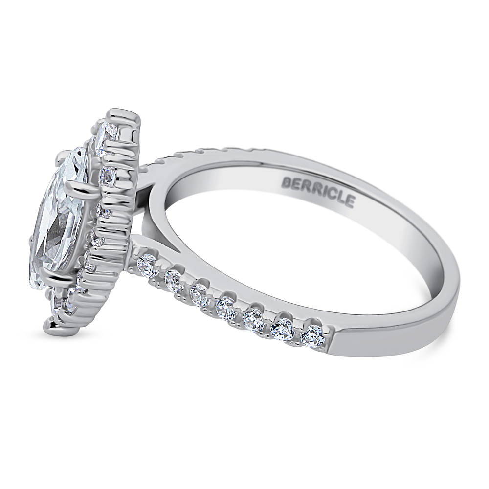 Halo Marquise CZ Ring in Sterling Silver