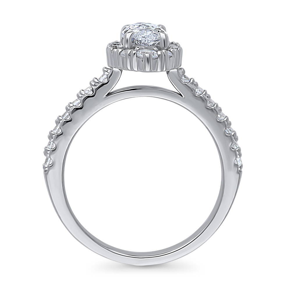 Alternate view of Halo Marquise CZ Ring in Sterling Silver