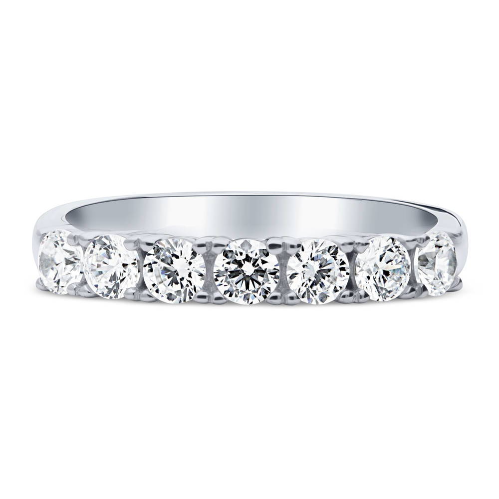 7-Stone CZ Half Eternity Ring in Sterling Silver, 1 of 9