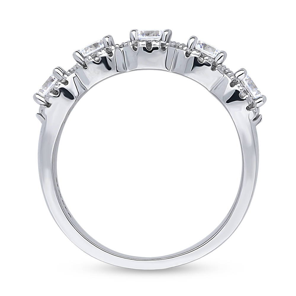 Alternate view of 5-Stone CZ Band in Sterling Silver