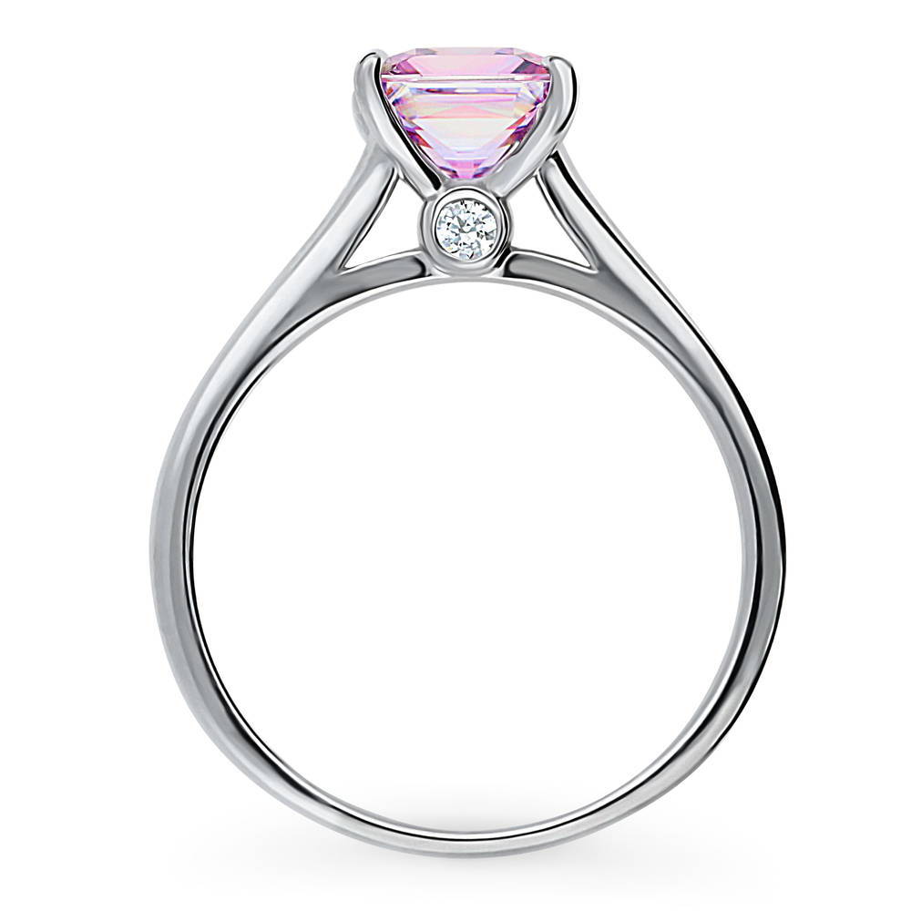 Alternate view of Solitaire Purple Princess CZ Ring in Sterling Silver 1.2ct