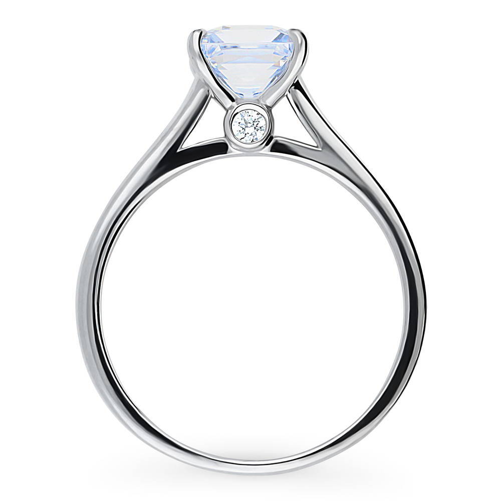 Alternate view of Solitaire Greyish Blue Princess CZ Ring in Sterling Silver 1.2ct, 8 of 9