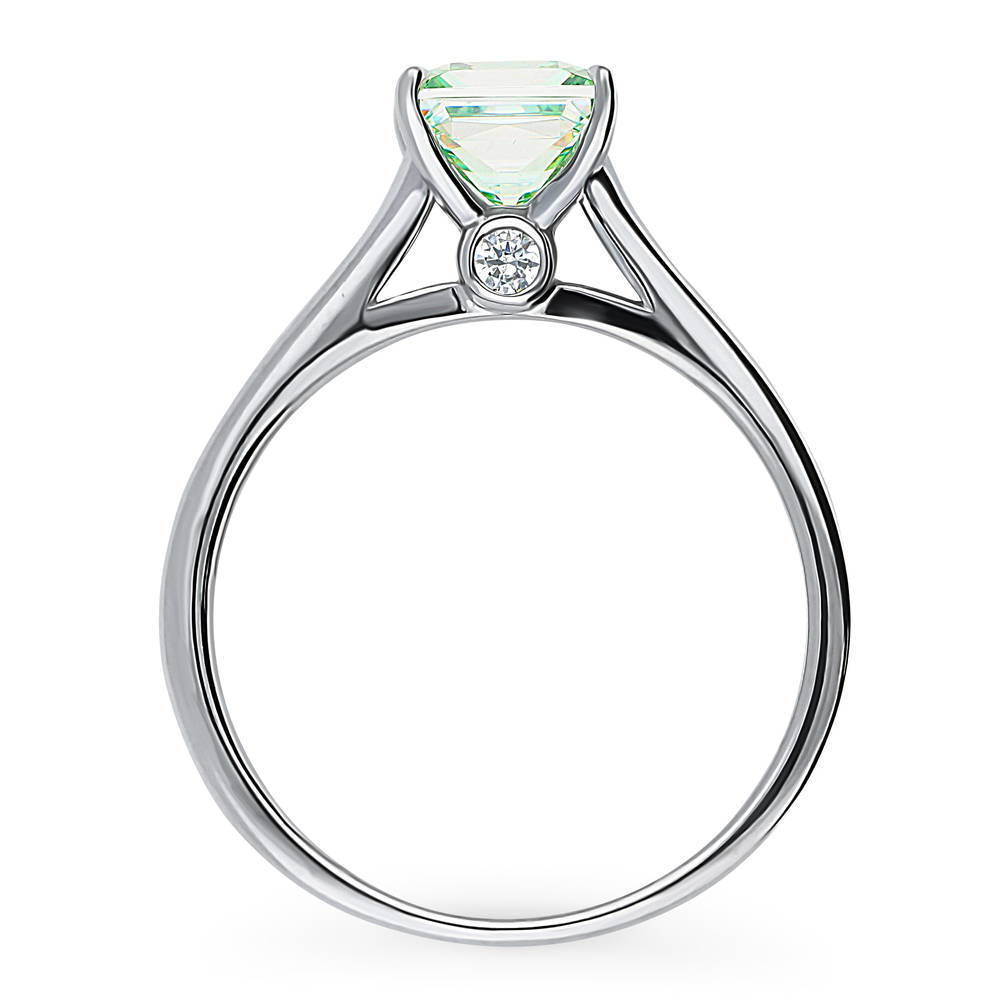 Alternate view of Solitaire Green Princess CZ Ring in Sterling Silver 1.2ct