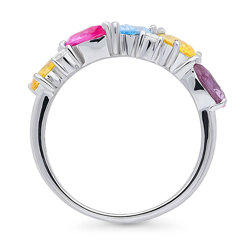 Cluster Multi Color CZ Stackable Band in Sterling Silver