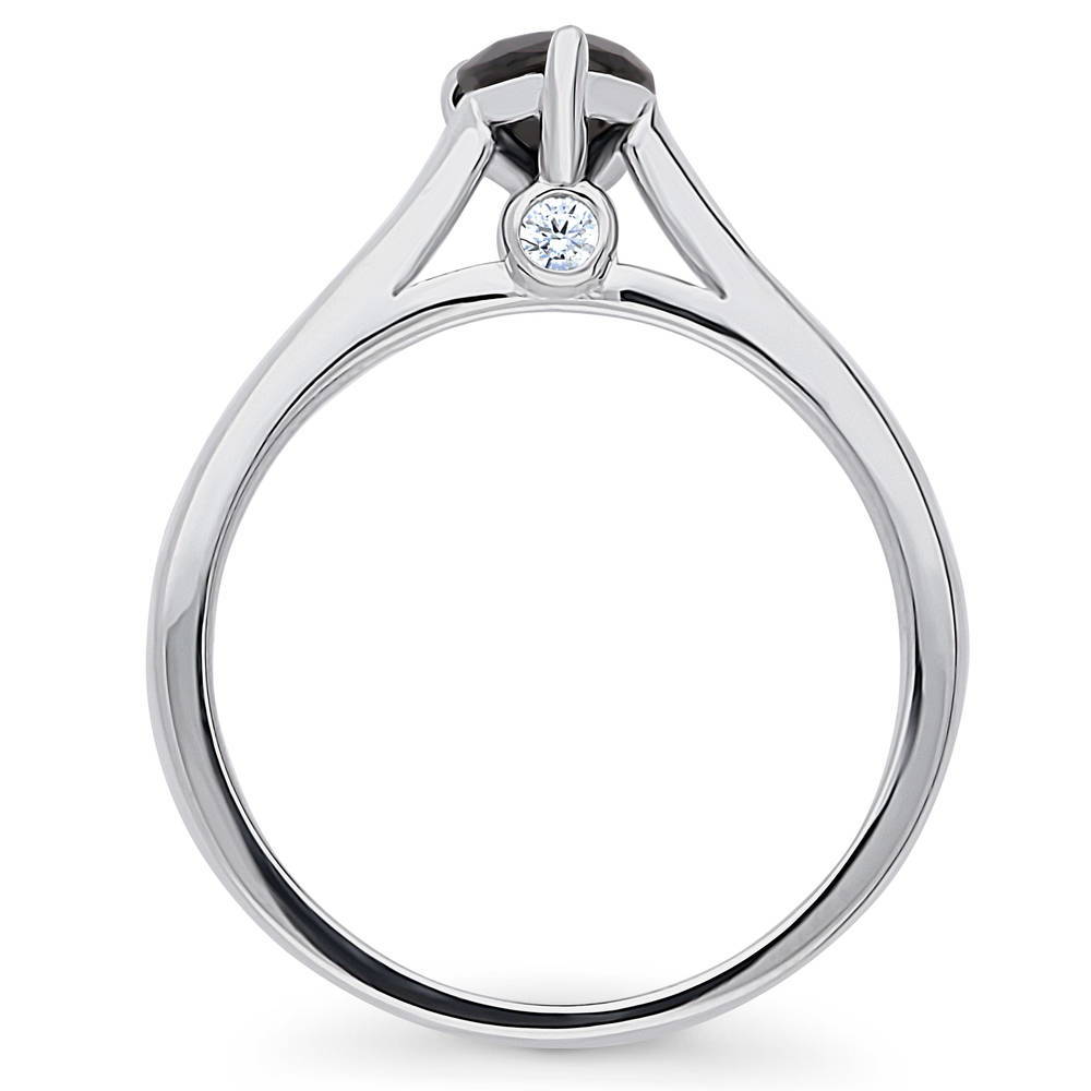 Solitaire 0.8ct Black Pear CZ Ring in Sterling Silver