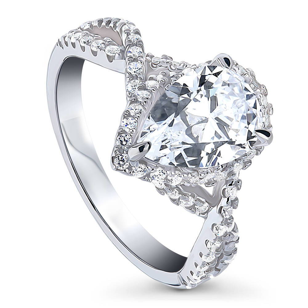 Woven Halo CZ Ring in Sterling Silver