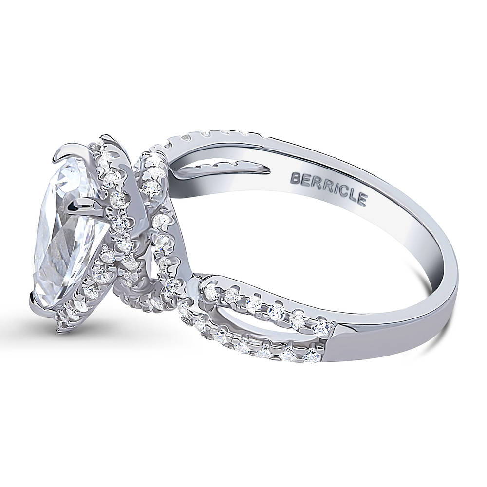 Woven Halo CZ Ring in Sterling Silver