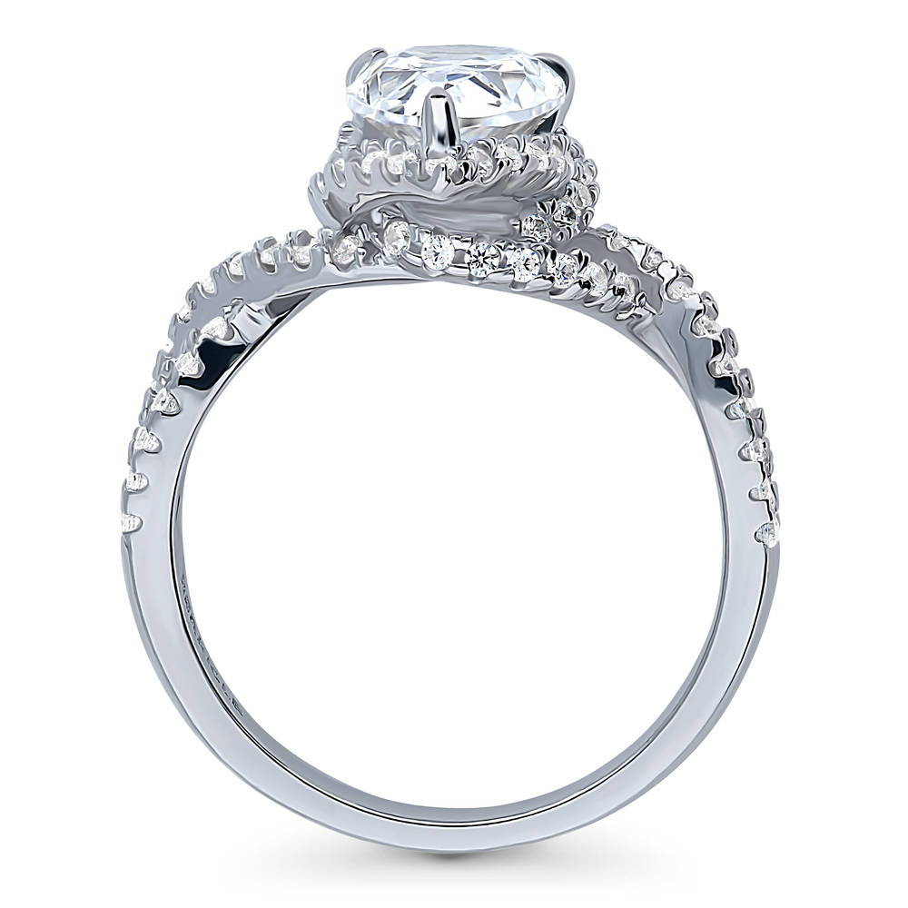 Woven Halo CZ Ring in Sterling Silver