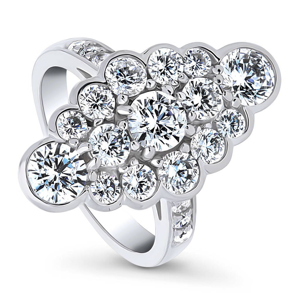 Bubble Navette CZ Statement Ring in Sterling Silver