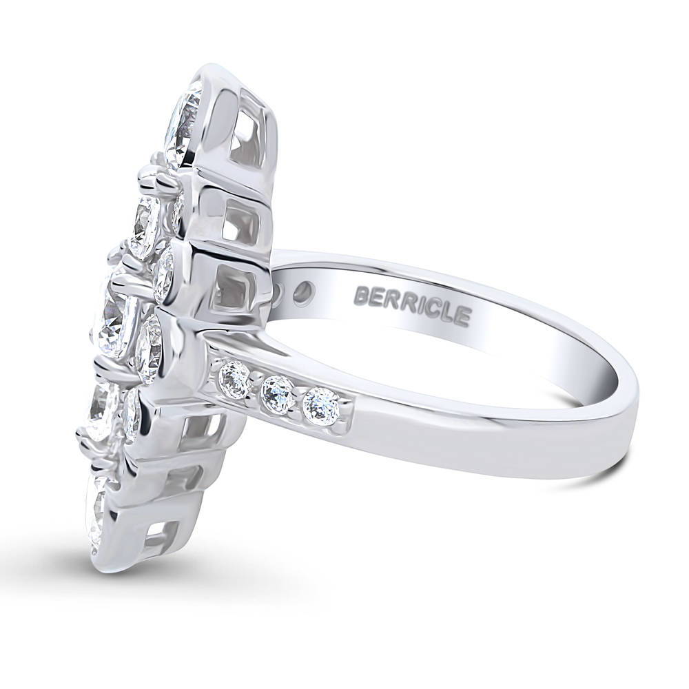 Bubble Navette CZ Statement Ring in Sterling Silver