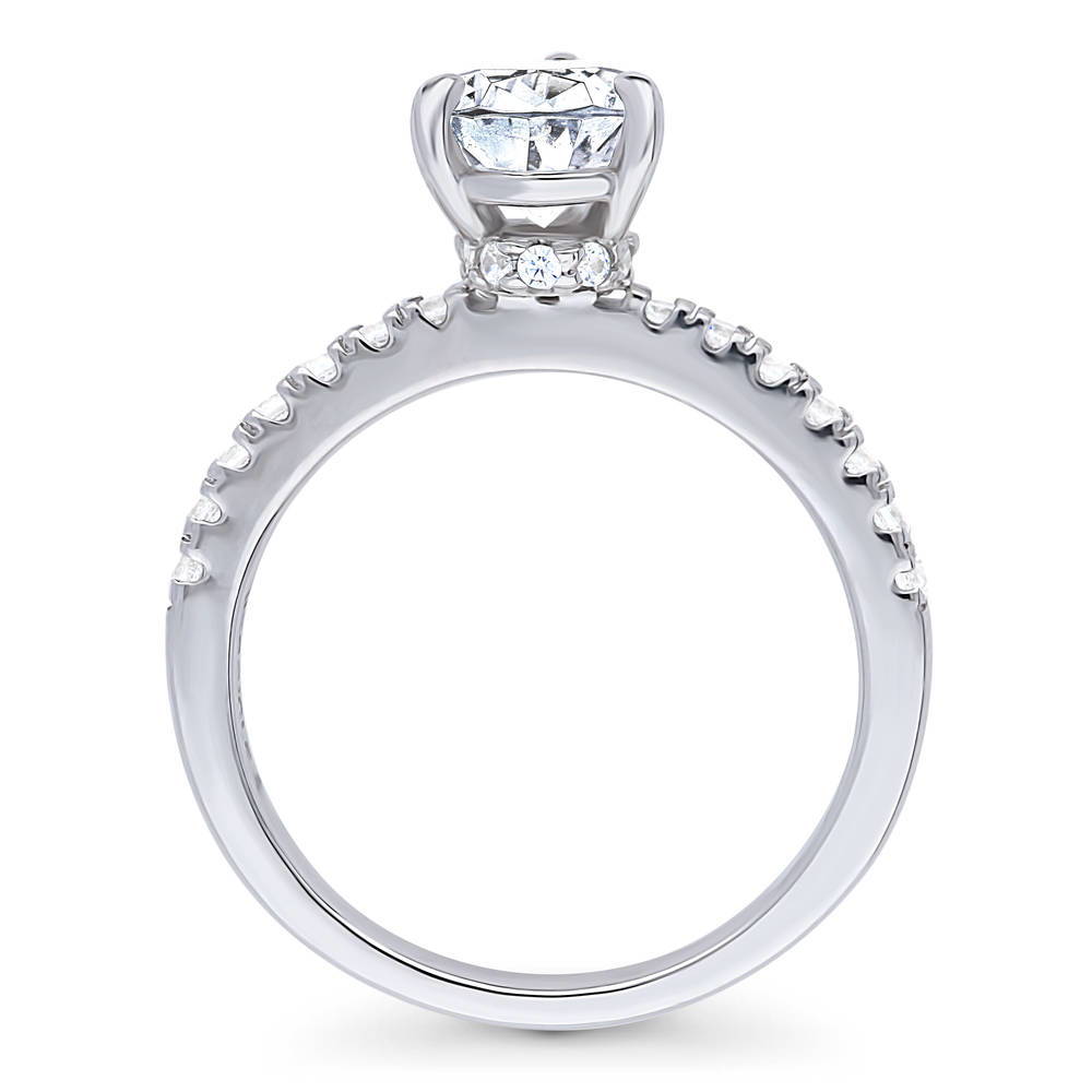 Alternate view of Solitaire Hidden Halo 1.8ct Pear CZ Ring in Sterling Silver
