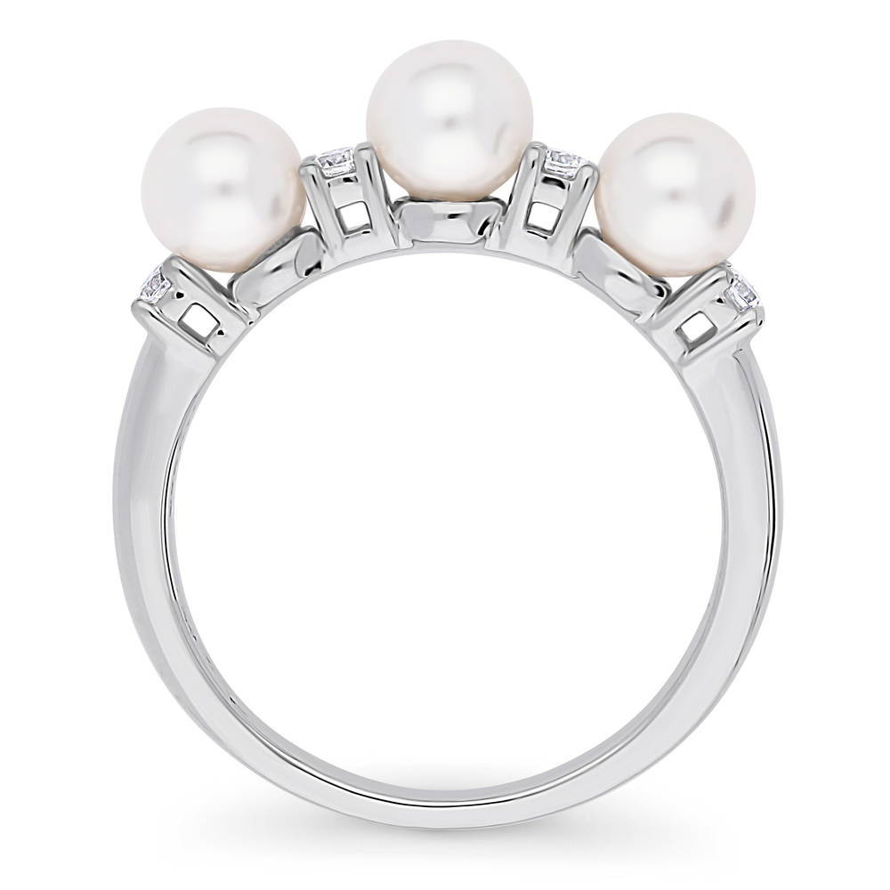 Alternate view of Ball Bead Imitation Pearl Ring in Sterling Silver