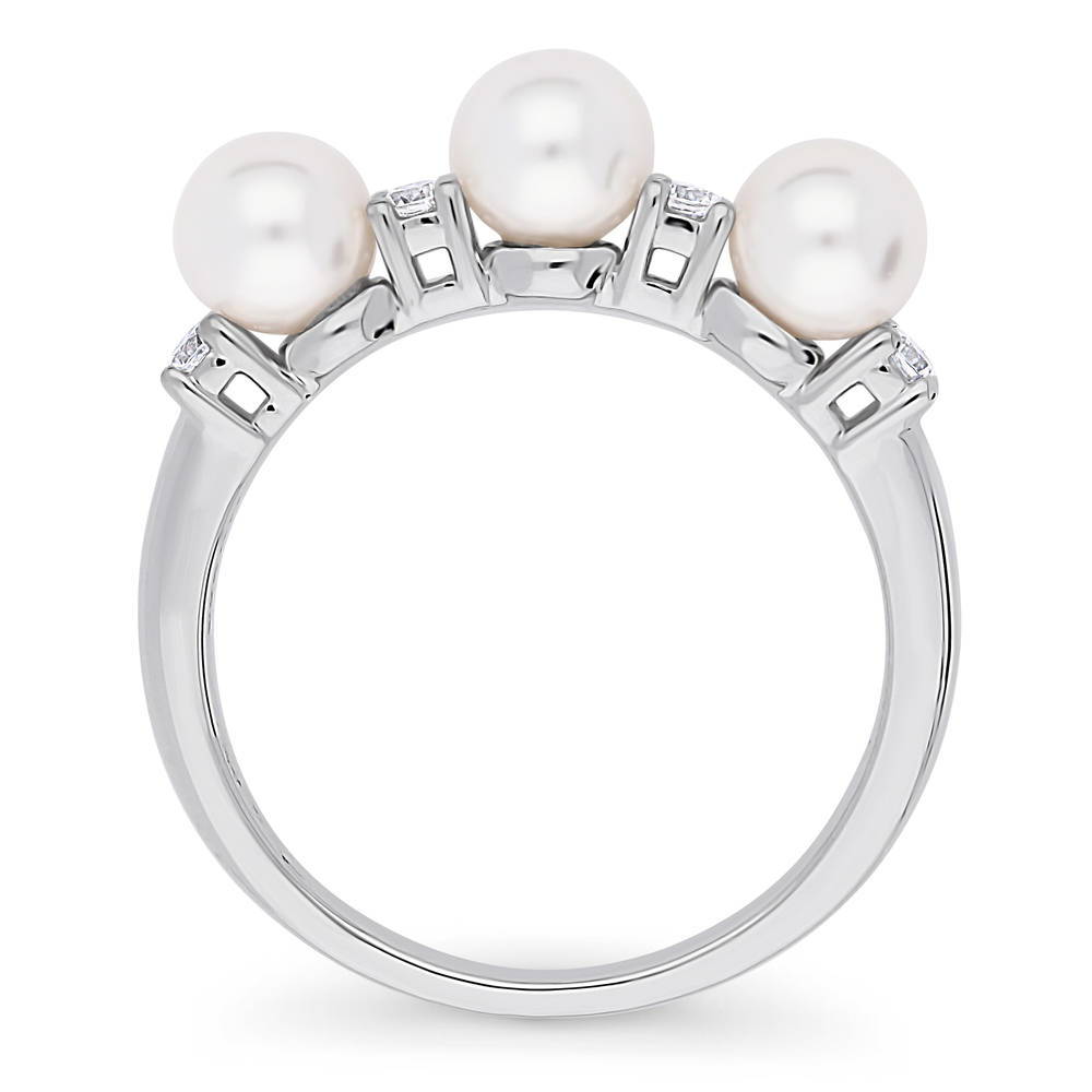 Ball Bead Imitation Pearl Ring in Sterling Silver