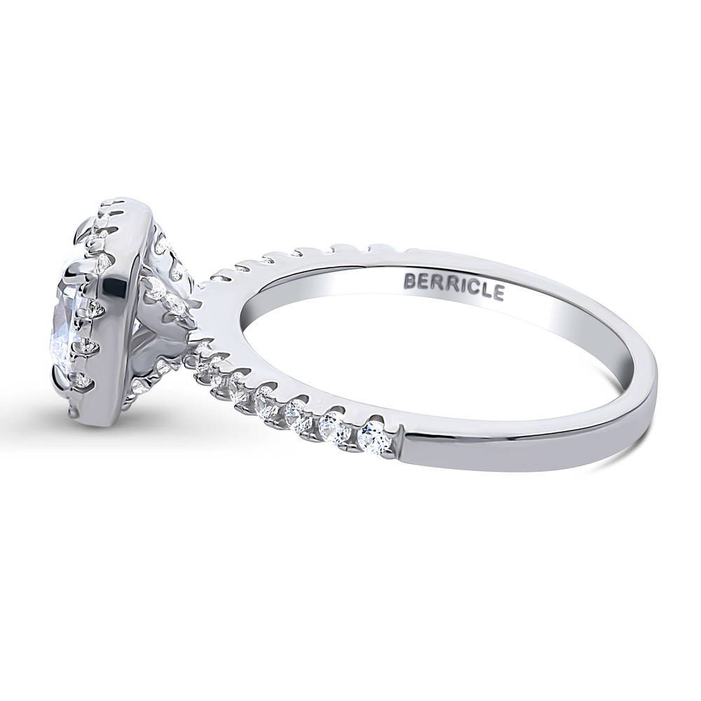 Halo Cushion Cut CZ Ring in Sterling Silver