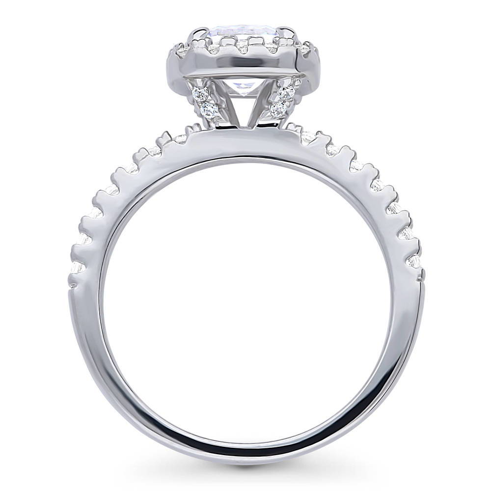 Alternate view of Halo Cushion CZ Ring in Sterling Silver, 8 of 11