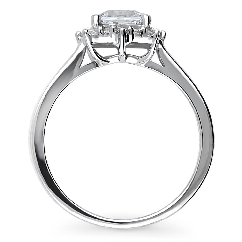 Alternate view of Sunburst Halo CZ Ring in Sterling Silver