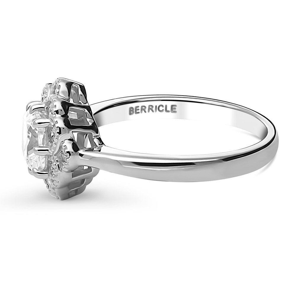 Flower Halo CZ Ring in Sterling Silver