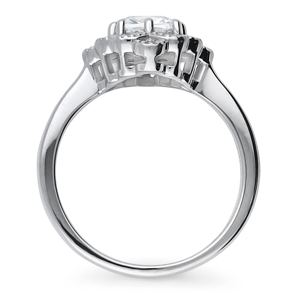 Flower Halo CZ Ring in Sterling Silver